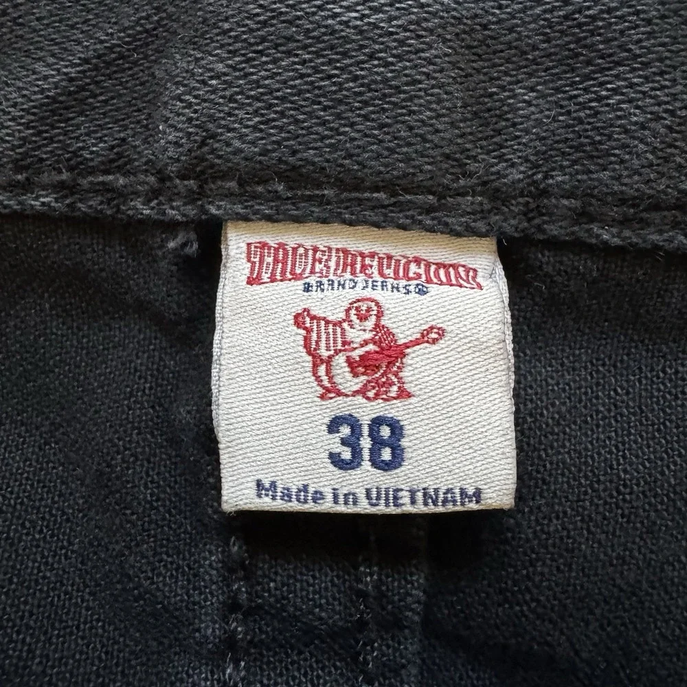 True Religion Black Straight Flap Pocket Cut-Off‎ Cotton Bermuda Shorts Men's 38
